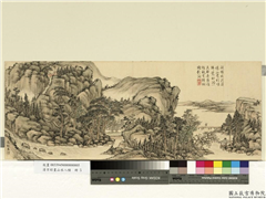 清方琮画山水八帧　册　溪馆生凉,绘画,山水,人物,树木,建筑