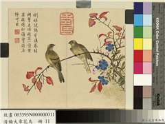 清杨大章花鸟　册　翠梅黄雀,绘画,花草,翎毛