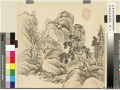 清胡桂春台积翠　册　梅岭曳杖,绘画,山水,人物,树木,花草,建筑,器用
