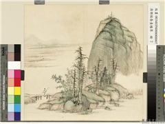 清胡桂春台积翠　册　溪桥行吟,绘画,山水,人物,树木,建筑,器用