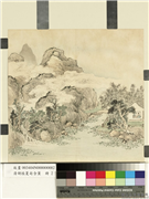 清胡桂夏甸含薰　册　云山荷塘,绘画,山水,人物,树木,花草,建筑