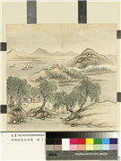 清胡桂夏甸含薰　册　柳岸远帆,绘画,山水,树木,人物,建筑,船