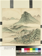 清胡桂夏甸含薰　册　夏山溪桥,绘画,山水,树木,建筑