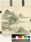 清胡桂夏甸含薰　册　堤岸闲钓,绘画,山水,建筑,人物,树木