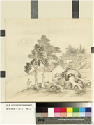 清胡桂秋宇澄空　册　桐院坐读,绘画,山水,人物,树木,建筑,器用