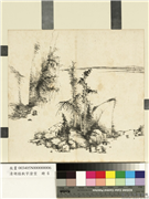 清胡桂秋宇澄空　册　疏林虚亭,绘画,山水,树木,花草,建筑