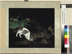 清沈振麟画耄耋同春　册　萱花狸奴,绘画,走兽,花草,山水