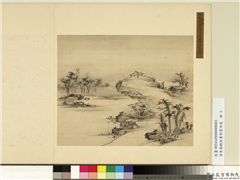 清朱伦瀚指画御制诗意　册　树密高枝,绘画,山水,建筑,树木