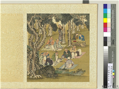清丁裕画後天不老　册　听琴,绘画,祥瑞,人物,树木,器用