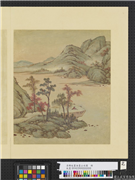 清佛延画油画山水图　册　山水（二）,绘画,山水,人物,树木