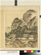 清徐天序山水画册　册　榻上小憩,绘画,山水,人物,树木,建筑,器用