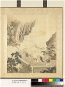 清庄瑗人物画　册　真人骑麒麟,绘画,佛道人物,祥瑞,山水,树木,建筑,器用