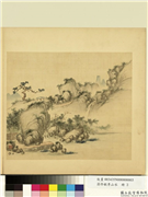 清佟毓秀山水　册　松亭竹屋,绘画,山水,树木,建筑