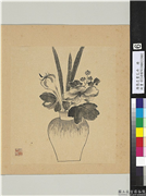 清张忠画花卉　册　蜀葵,绘画,花草,果蔬,器用