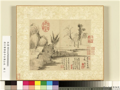 清王翬恽寿平合笔山水　册　疏林野屋,绘画,山水,建筑,树木