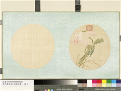 清光绪御笔绢画扇面　册　荷风芦枝,绘画,花草