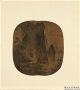 列朝名绘合册　册　无款山亭林阴,绘画,山水,建筑,人物,树木