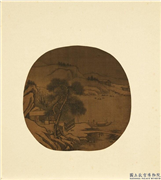 列朝名绘合册　册　无款松径客舟,绘画,山水,人物,船,树木,建筑,走兽,器用,花草