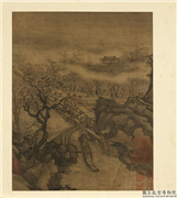 列朝名绘合册　册　无款古木横云,绘画,山水,人物,树木,建筑,船