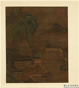 列朝名绘合册　册　无款画阁远眺,绘画,山水,建筑,人物,树木,花草,器用