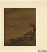 列朝名绘合册　册　元宋授之杰阁观潮,绘画,山水,建筑,人物,器用,树木