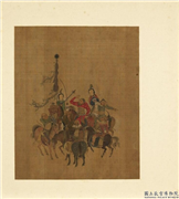 列朝名绘合册　册　无款出猎图,绘画,人物,走兽,翎毛,器用
