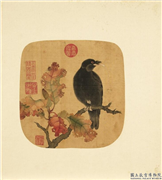 列朝名绘合册　册　无款丹枫鸲鹆,绘画,翎毛,树木