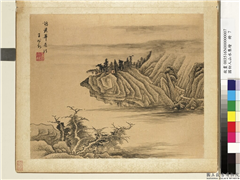 国初人山水集绘　册　清王时敏云峰古寺,绘画,山水,树木,建筑