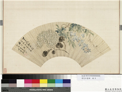 花卉画册　册　清费丹旭紫藤绣球,绘画,花草