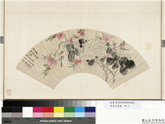 清花卉画册　册　清人桃花绣球,绘画,花草