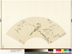 清花卉画册　册　清马眉杨柳白头,绘画,翎毛,树木