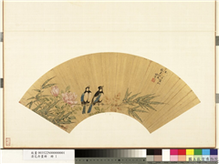 清花卉画册　册　清张奇竹雀月季,绘画,翎毛,树木,花草