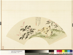 清花卉画册　册　清贺隆锡红蓼鸭雏,绘画,翎毛,花草