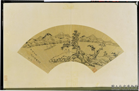 文氏画扇集册　册　明文嘉山水,绘画,山水,人物,建筑,船,树木