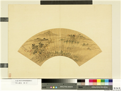 明人画扇　册　明赵伊江上琵琶,绘画,山水,经史-故事,船,人物,树木,花草,建筑,器用