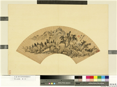明人画扇　册　明李流芳林亭秋色,绘画,山水,树木,建筑