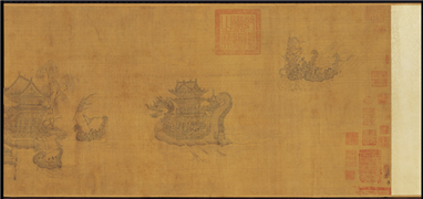 元王振鹏龙舟图　卷,绘画,建筑,船,山水,人物,树木,节令与二十四节气,器用