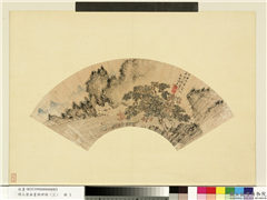 明人便面画册（三）　册　明关思松溪钓艇,绘画,山水,树木,人物,船,器用