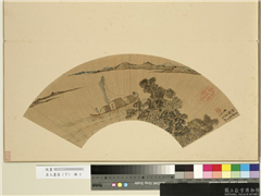 名人画扇（下）　册　明李杭之篷帆待扬,绘画,山水,船,树木,人物