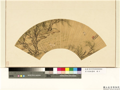 名人便面画册　册　明孙璜柳岸鸣鹭,绘画,山水,翎毛,树木,花草