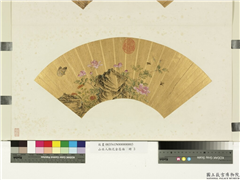 山水人物泥金扇面　册　无款蔷薇蜂蝶,绘画,花草,草虫,山水