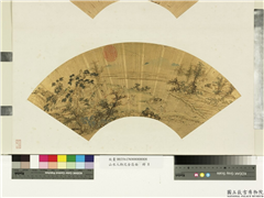 山水人物泥金扇面　册　无款村居农忙,绘画,山水,人物,树木,走兽,翎毛,建筑,器用