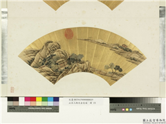山水人物泥金扇面　册　无款雪意山水,绘画,山水,树木,建筑