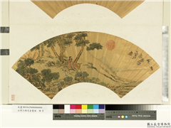 山水人物泥金箑面　册　无款八仙芝寿,绘画,山水,佛道人物,树木,花草,走兽,建筑,器用
