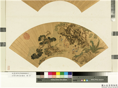 山水人物泥金箑面　册　无款柏石评画,绘画,人物,山水,树木,器用