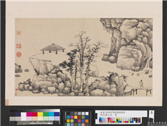 明沈周山水　册　林亭幽静,绘画,山水,人物,树木,建筑