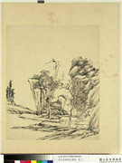 清王敬铭仿古画册　册　仿倪瓒,绘画,山水,树木,建筑