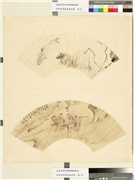 清李世倬画扇面册页　册　鱼,绘画,花草,水中动植物