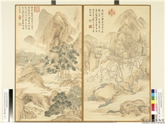 清金廷标画御制用庾信咏画屏风体　册　底称江国春,绘画,山水,树木,花草,人物,建筑,器用