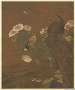 五代南唐徐熙蓉雀　轴,绘画,翎毛,花草,山水